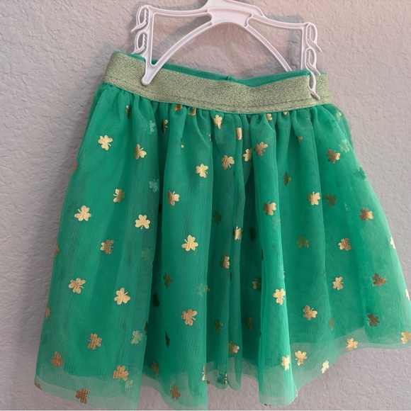 Cat & Jack Green and Gold Mini Skirt St Patrick’s Day Size XS 4-5 Clover - Picture 2 of 4